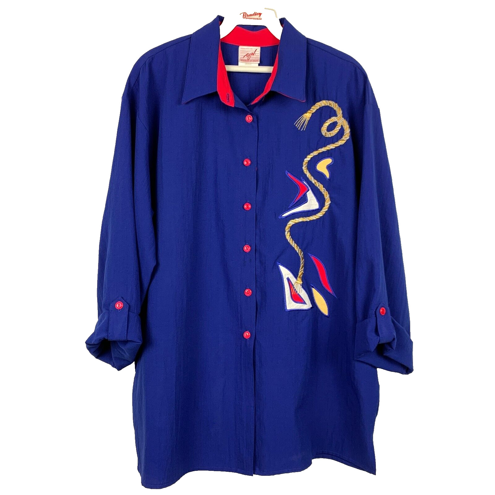 Vintage 80s GW Graff Abstract Art To Wear Funky Goldbergs Button Up Large USA