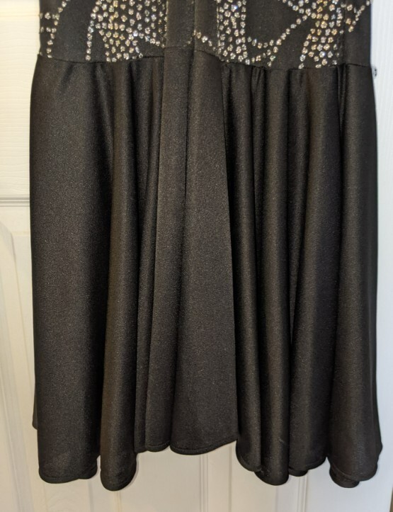 Vtg 1980s Black Sparkle Evening Cocktail Dress Size 8 Shoulder Pads