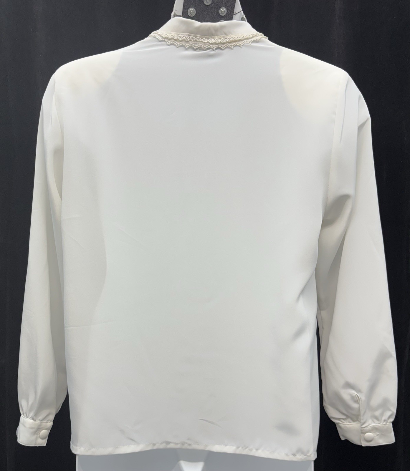 VTG Impressions Of Cali Women SZ 14 Button Up Long Sleeve Top Ivory Lace Detail
