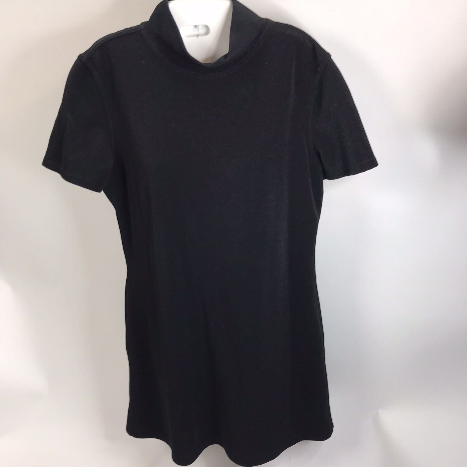 Vtg Limited London Paris New York black Ribbed popover dress Size L USA Made LBD
