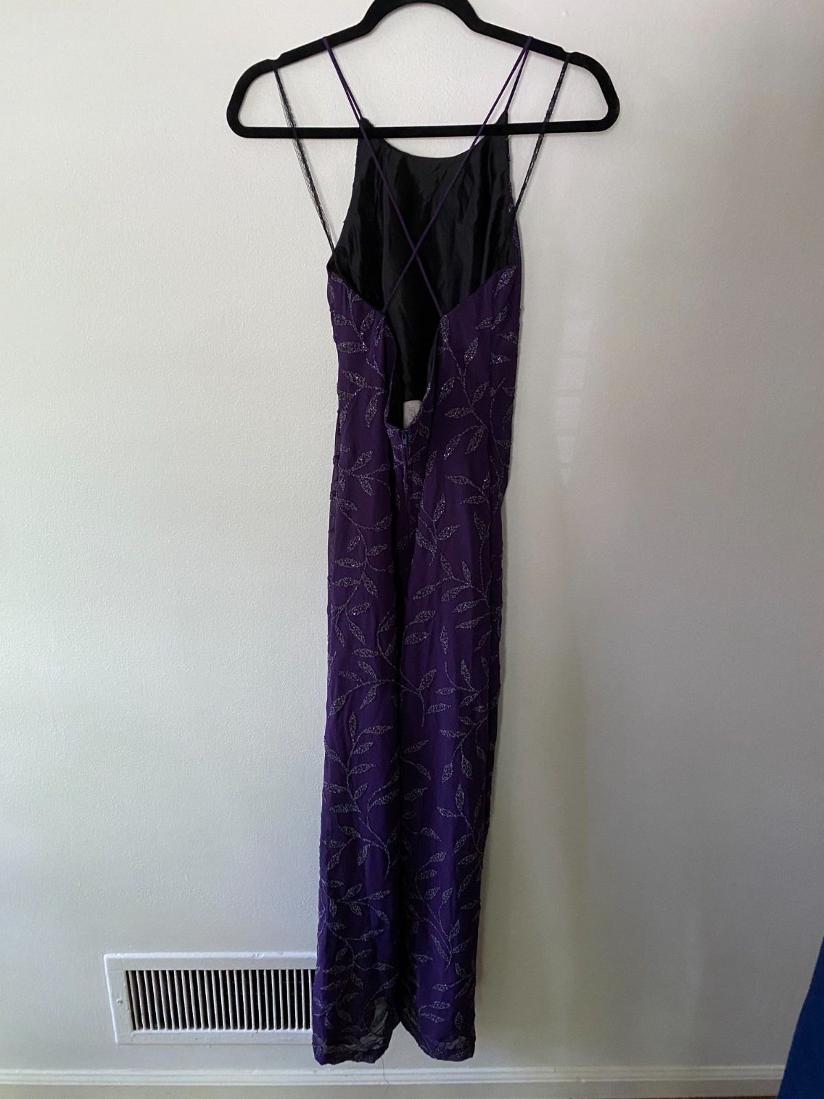 Vintage 1990s Purple Fully Beaded Gown Prom Formal Party Size 8 Fairy Whimsygoth