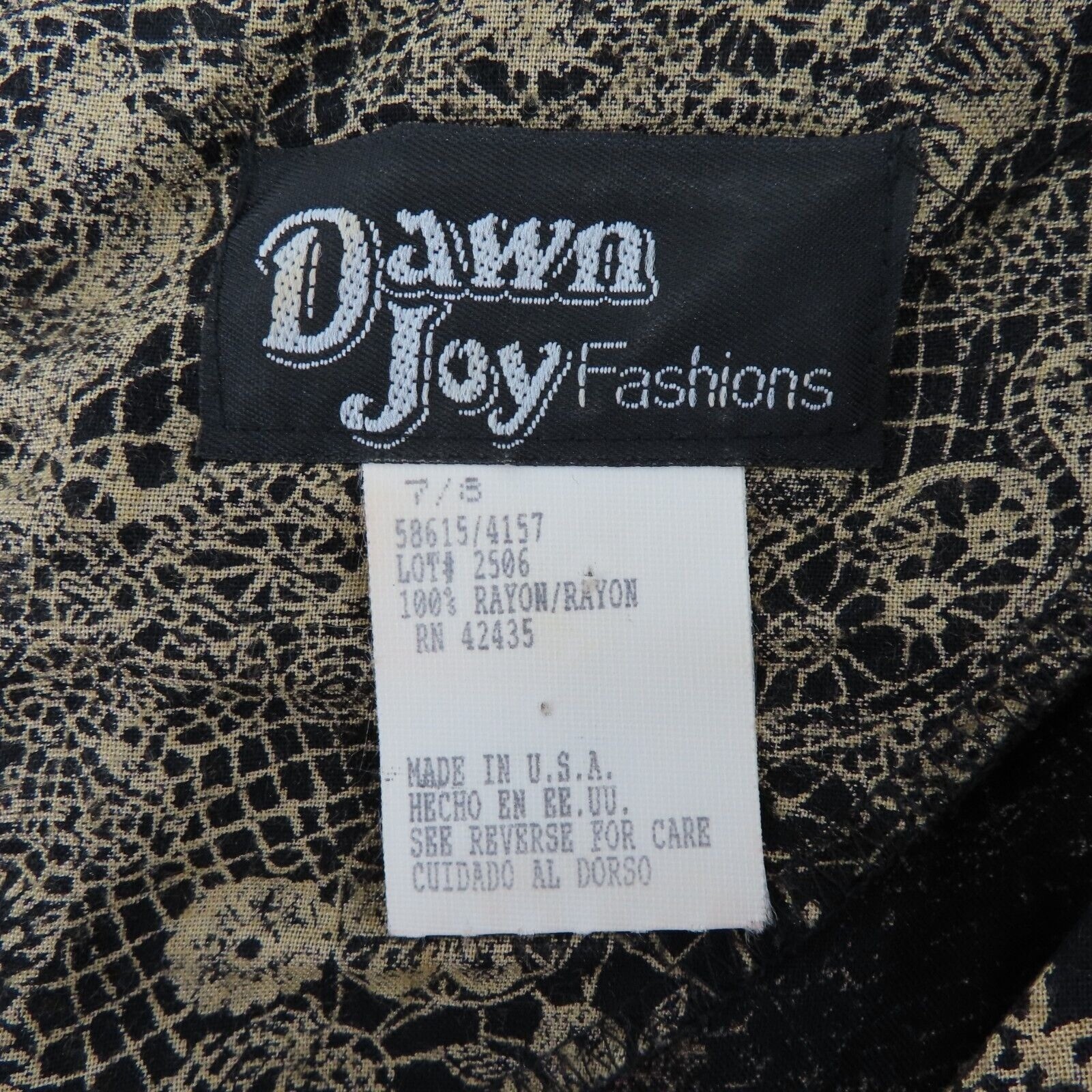 VTG Dawn Joy Womens 7/8 Floral Flower Lace Print Button Long Sleeve Dress Boho