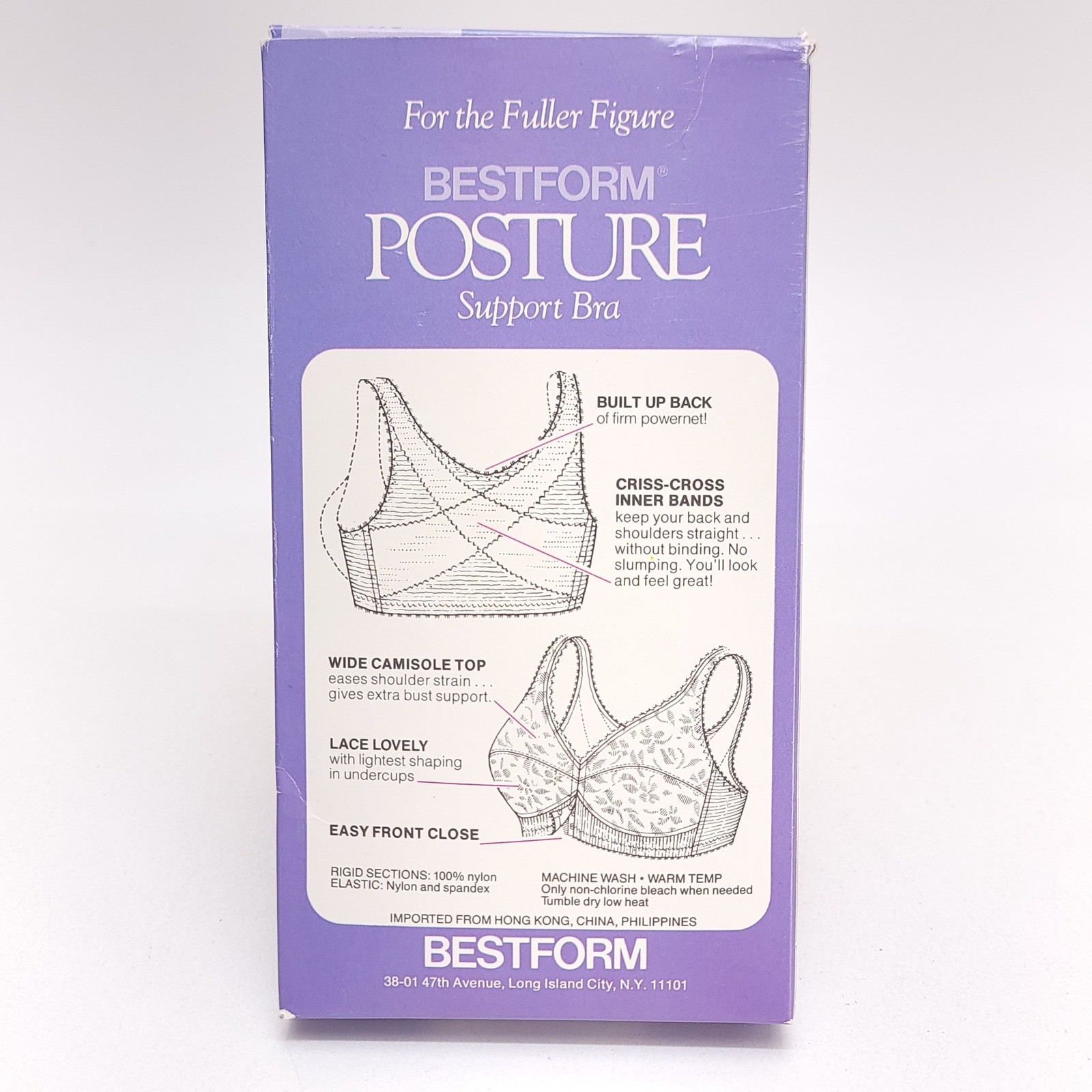 Bestform Lace Lovely Posture Support Bra White Front Close 42D Vintage P6300