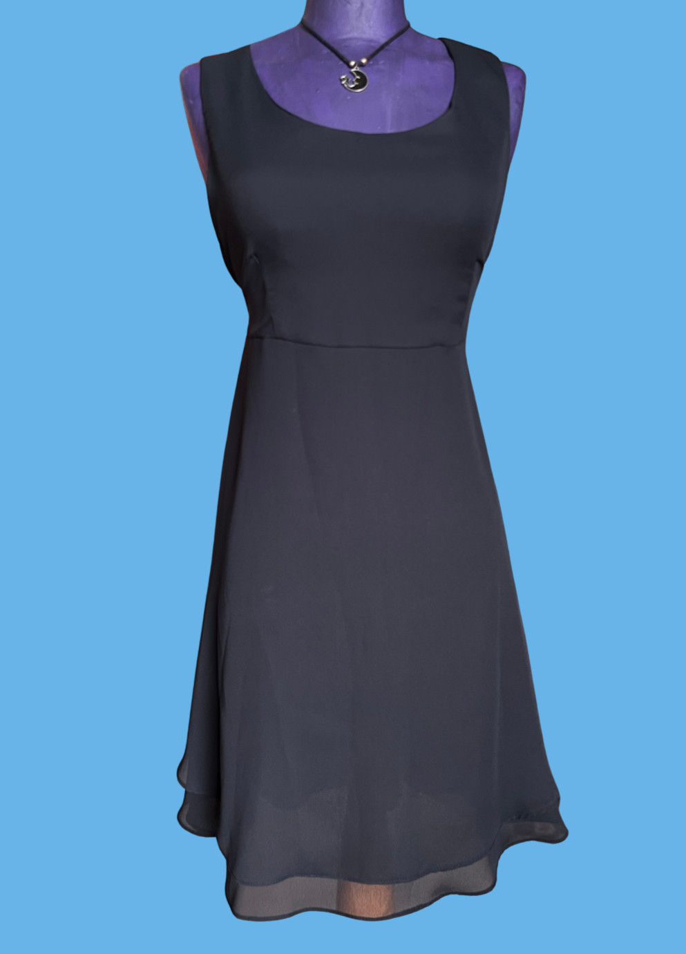 Vintage 1990s LA BELLE Black Chiffon Goth Sundress 7 Witchy Vampy Dark Fairy Alt