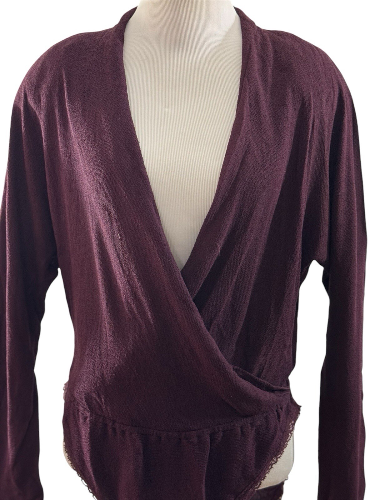 1990’s Eggplant Purple V Neck One Piece by Donna Karan New York