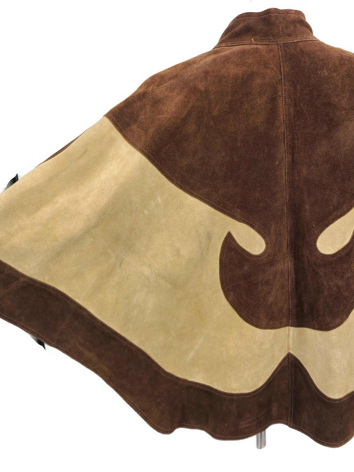 Vintage Penelope Leather Suede Cape Womens One Size Brown Swirl Mexican