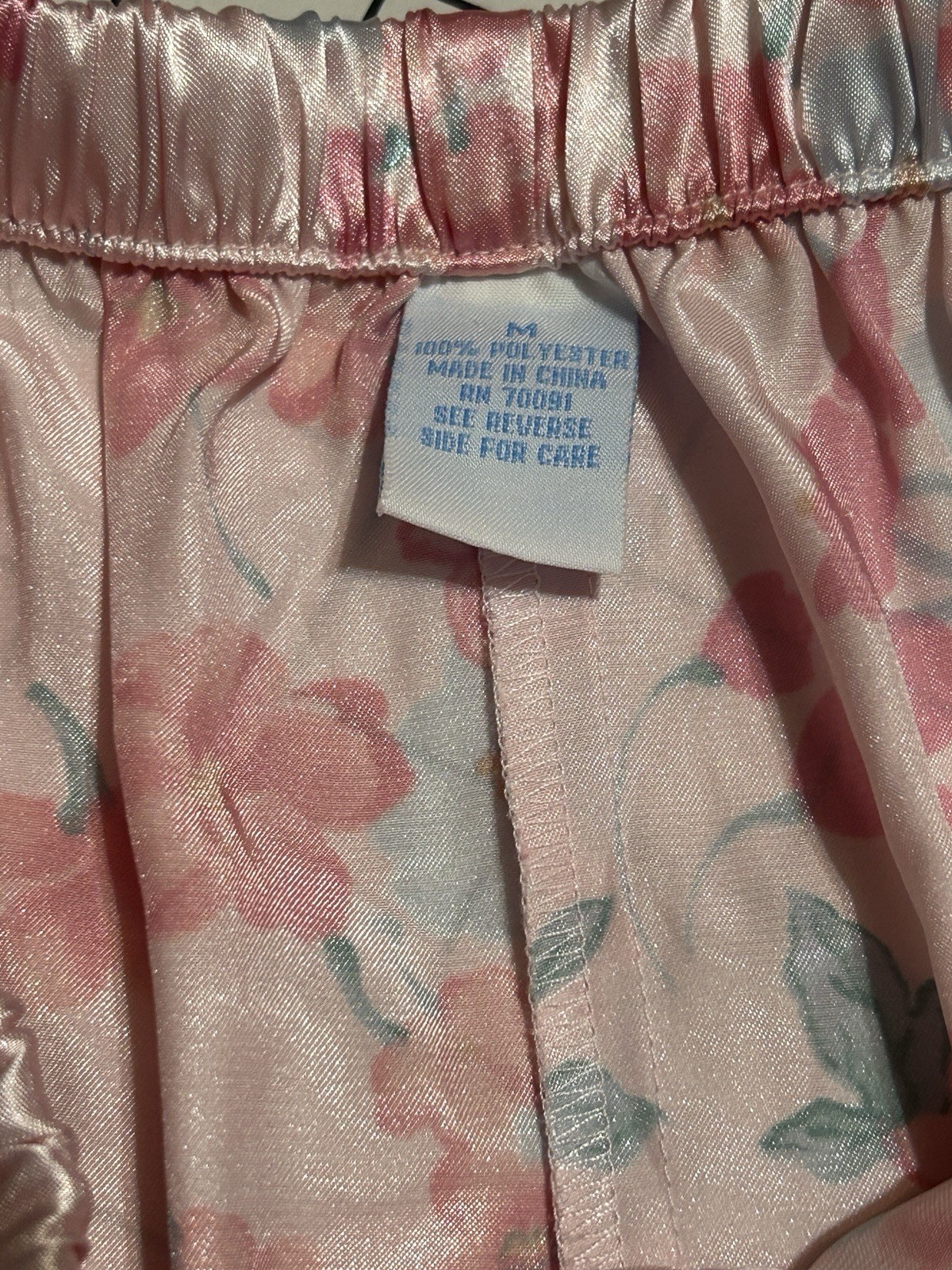 Vtg Silky LACE FLOWERS BY WARNER’S Pink Pajama Set Camisole Bottoms Nylon Sz M