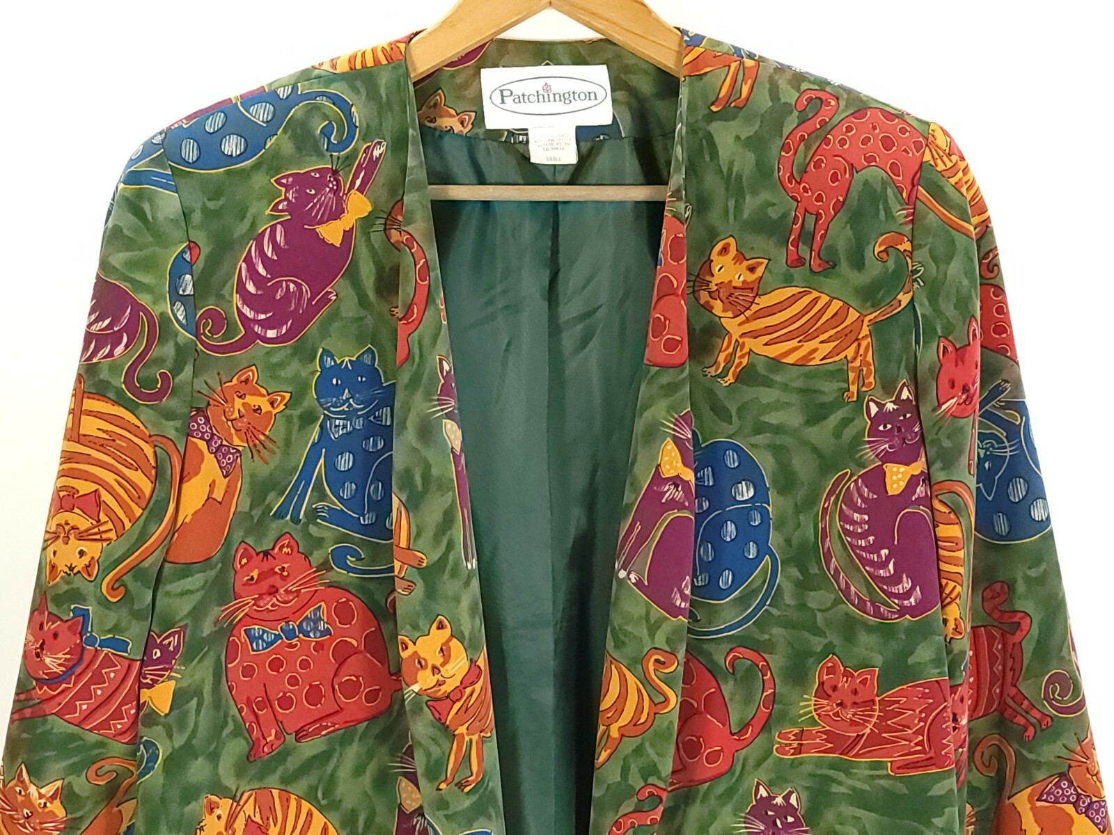 Vintage Patchington Jacket Blazer Women’s Small Multicolor Whimsical Cat Print