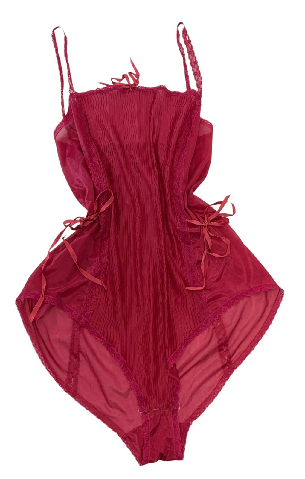 Coquette VTG OLGA 1980s Sheer Magenta Lace Teddy Lingerie Size M Style 1150