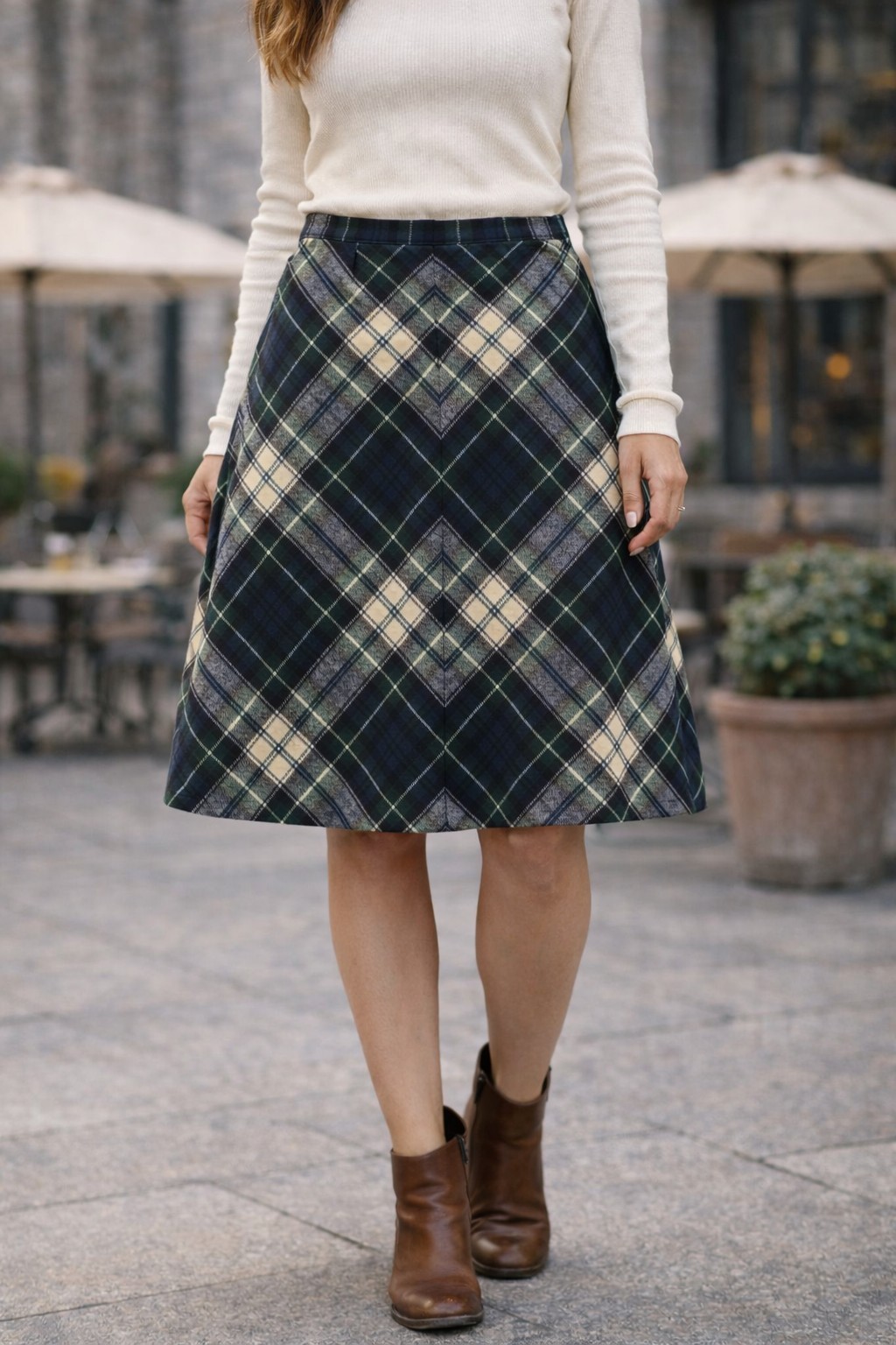 1960’s Vtg PENDLETON Wool PLAID A-LINE Dark Academia Preppy Casual Chic SKIRT-10