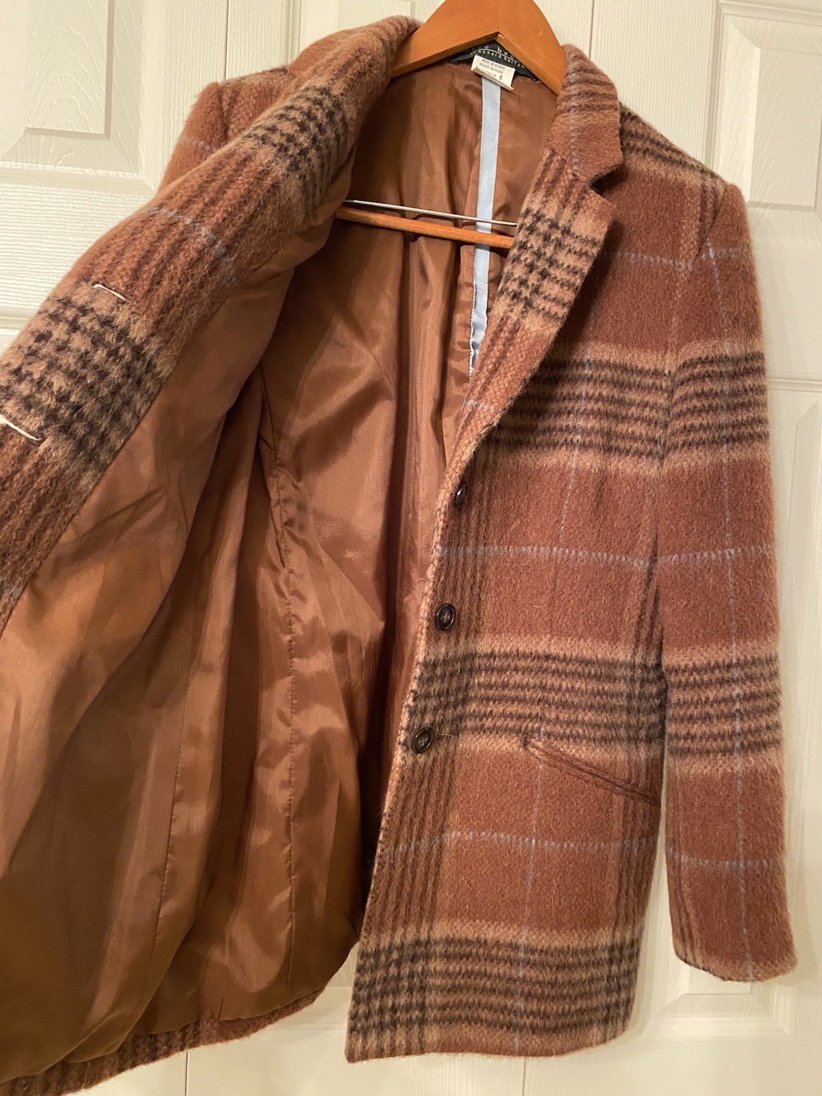 Wool Alpaca Harve Bernard Holtzman Blazer Jacket Plaid Quality Vintage Women’s 8