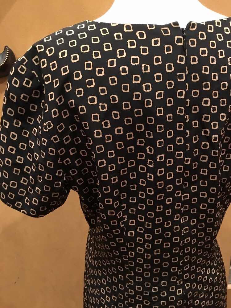 Arnold Scaasi Vintage Black Silk Square Design Ruffle Cocktail 10 Formal