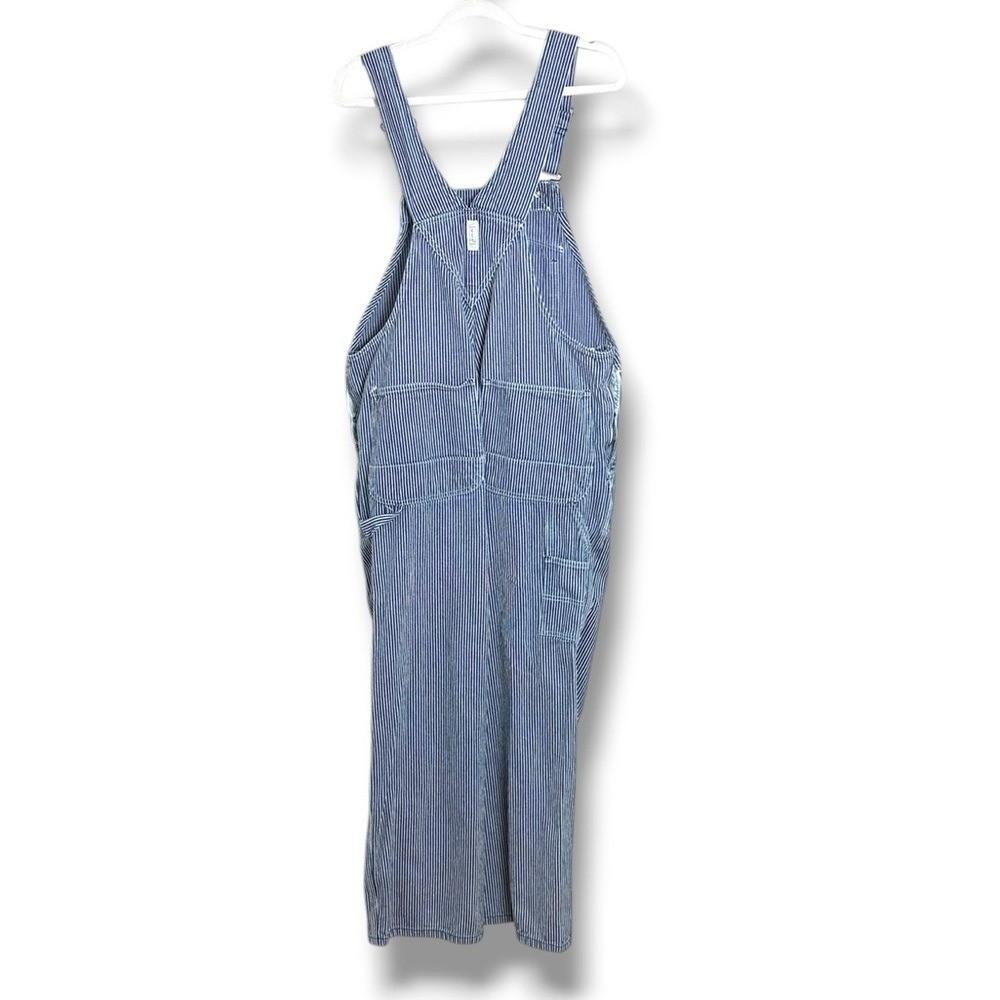 Vintage Key Hickory Blue & White Stripe Overalls L/XL Nautical Coastal