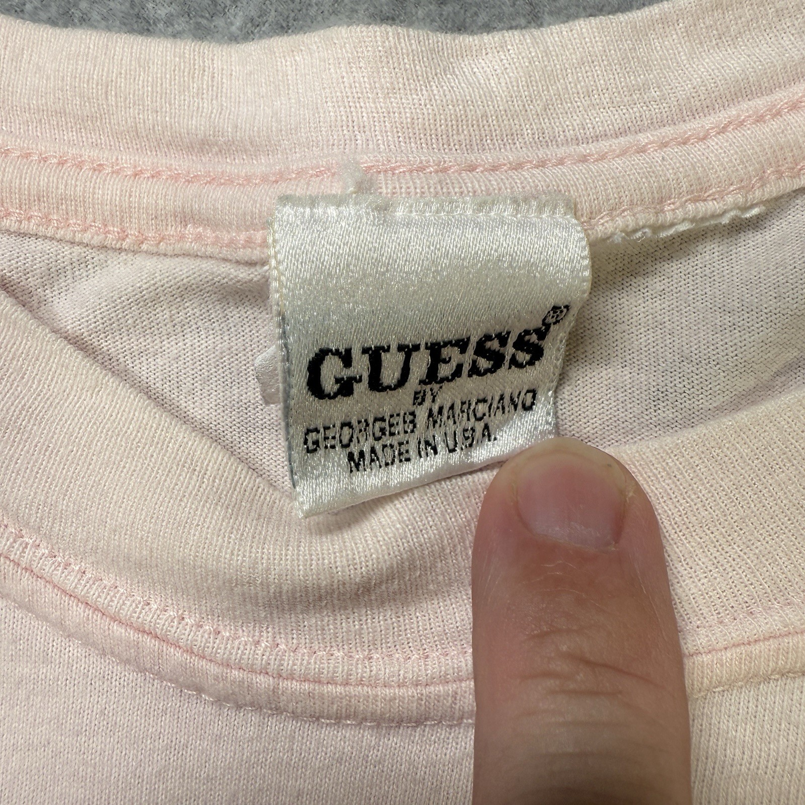 Vintage 80s Guess Jeans by Georges Marciano T-Shirt Pink Graphic Made USA