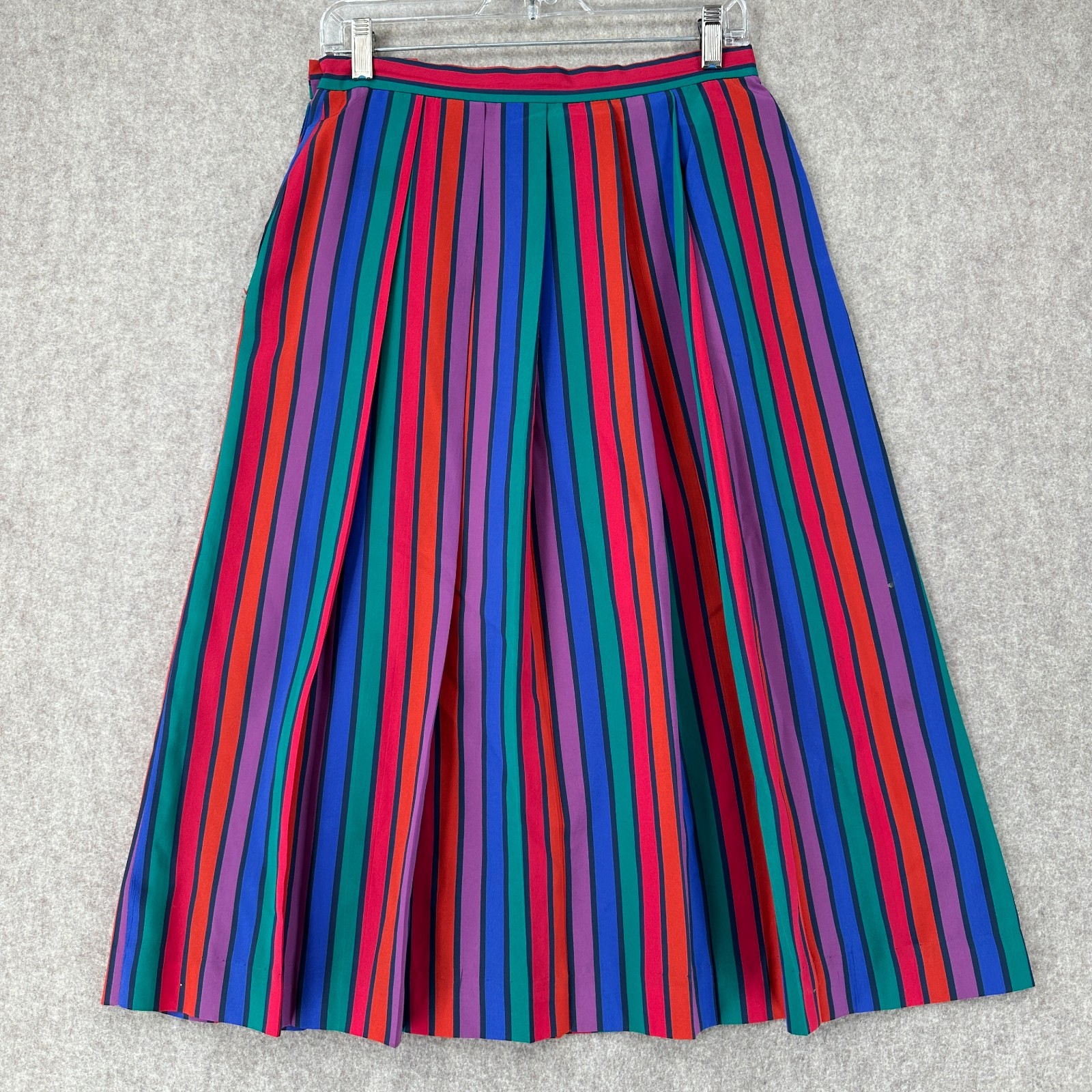 VTG 70s 80s Prophecy Satin Skirt / Blouse Set Funky Loud Striped Modest Retro 12