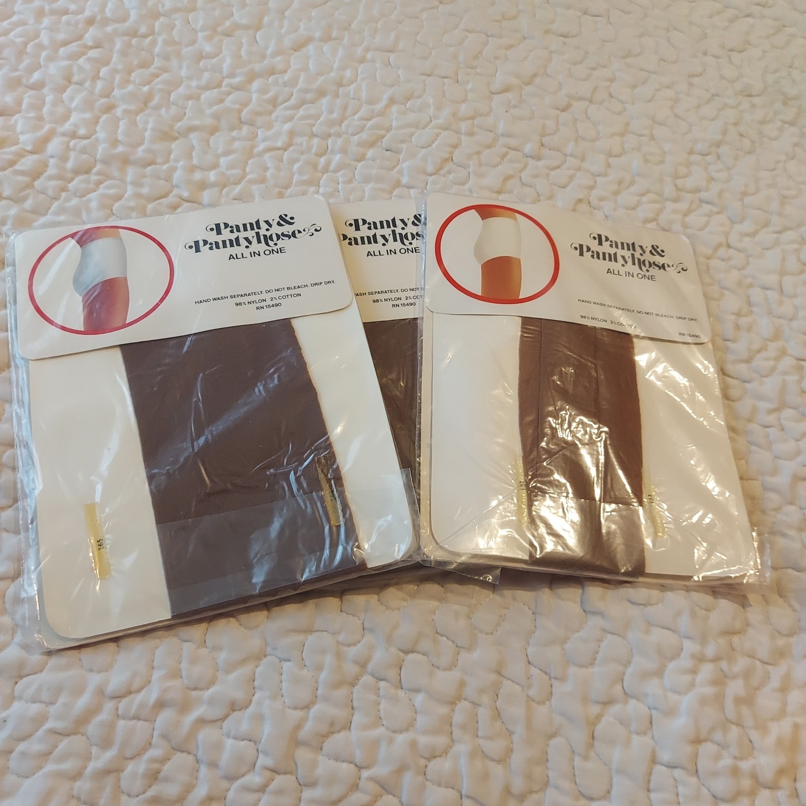 Vintage Fays Panty & Pantyhose All In One White Taupe Size B 3 Pack Deadstock