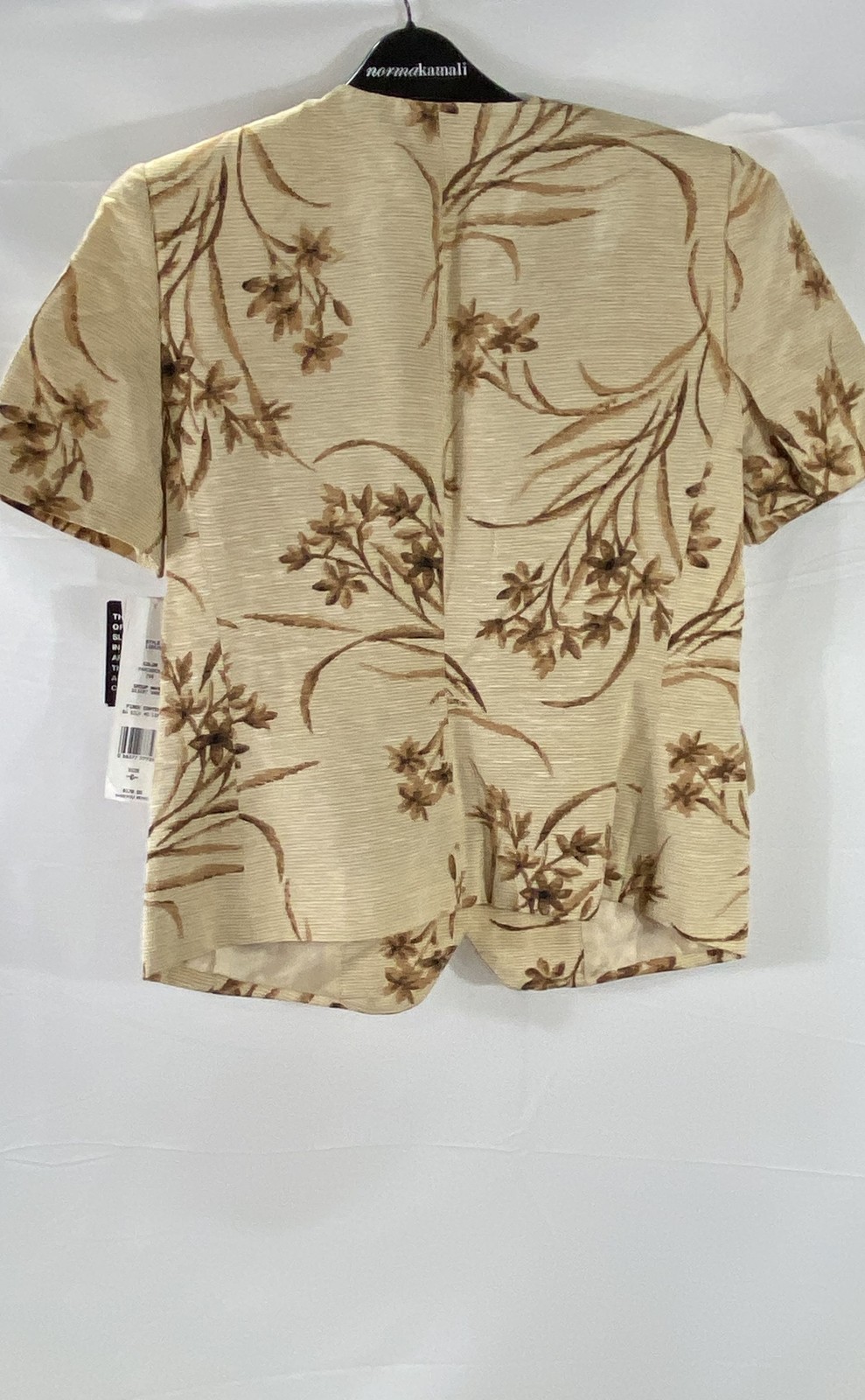 Vintage 90s Chaus Women’s Tan Floral Silk Linen Button Up Blouse NWT Size 6