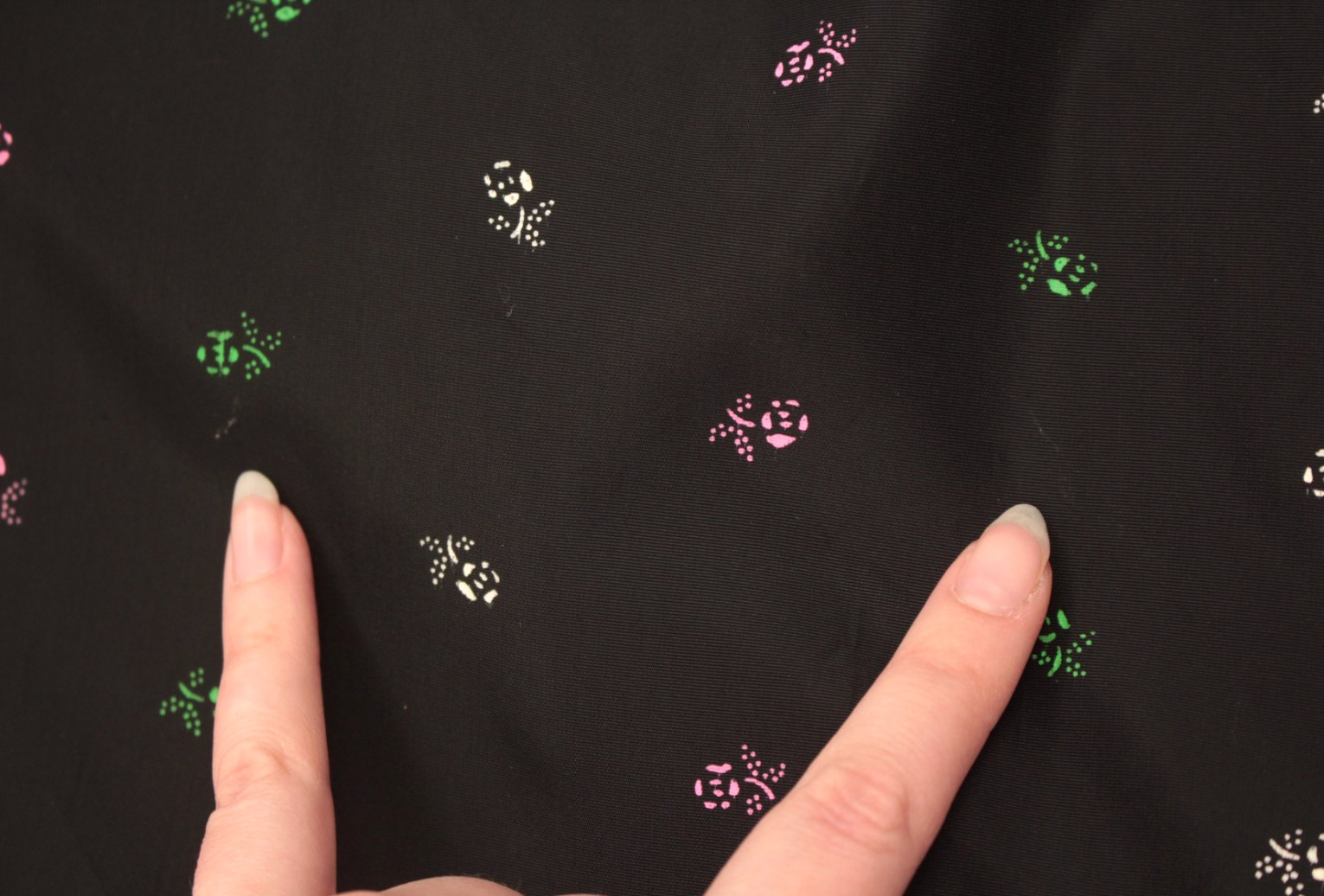 VTG Women’s 50s Black W/ Multi Color Floral Print Taffeta Swing Dress S/M 1950s