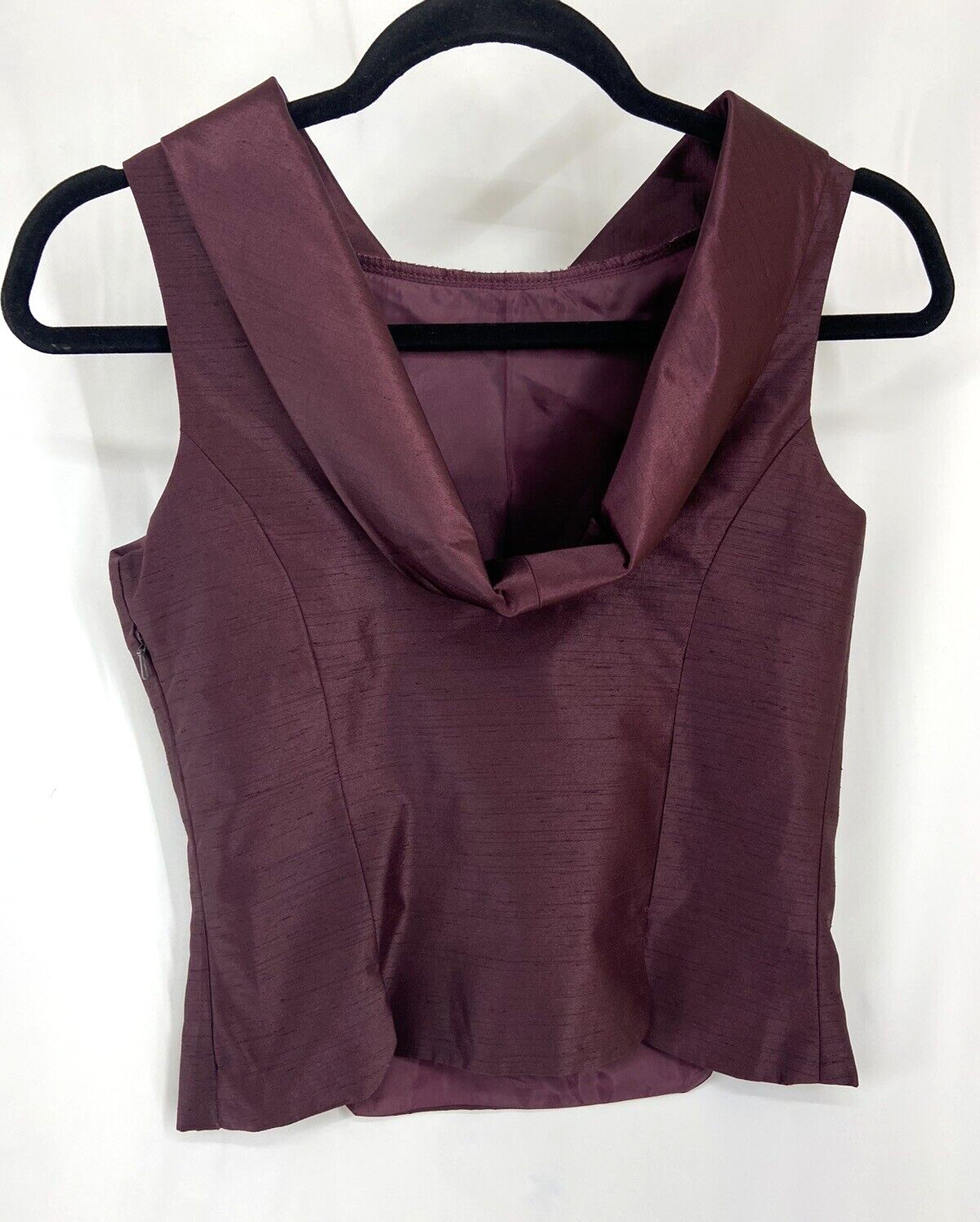 Vintage 2 Piece Top & Skirt XS Women’s Purple Plum Tafetta Rhinestone Sleeveless