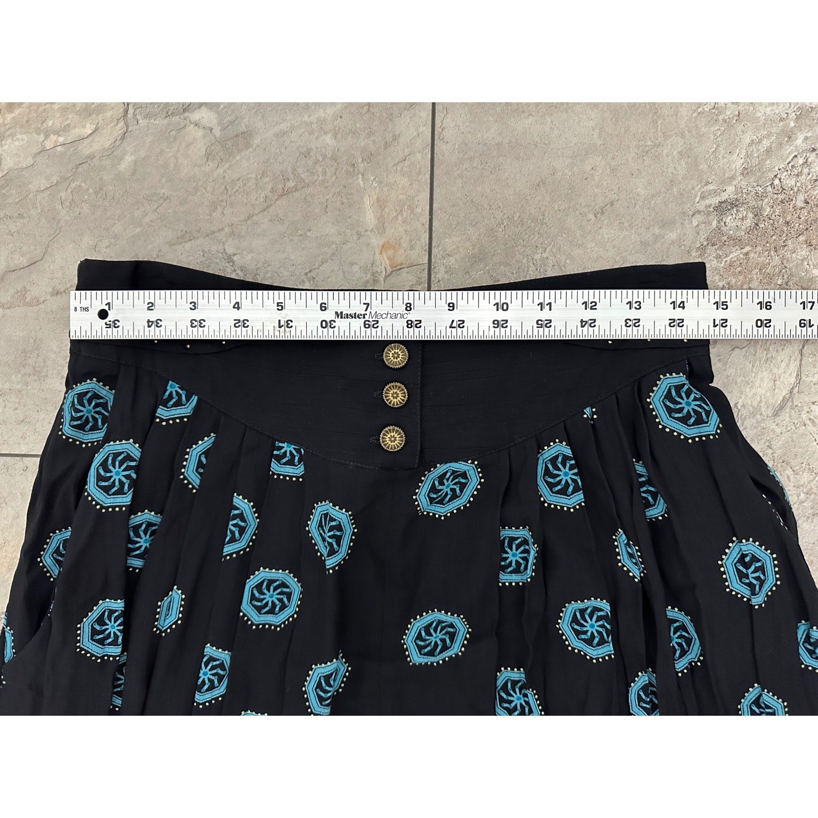 Vintage Marsha Brander for Componix Black Teal Western Maxi Skirt Size 14 NWT