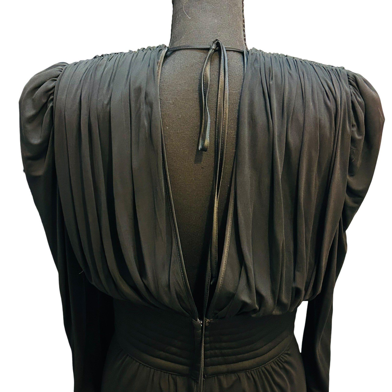 Vintage 1980s Wayne Clark Dress Size 10 Black Plunging Neckline Dynasty Marelle