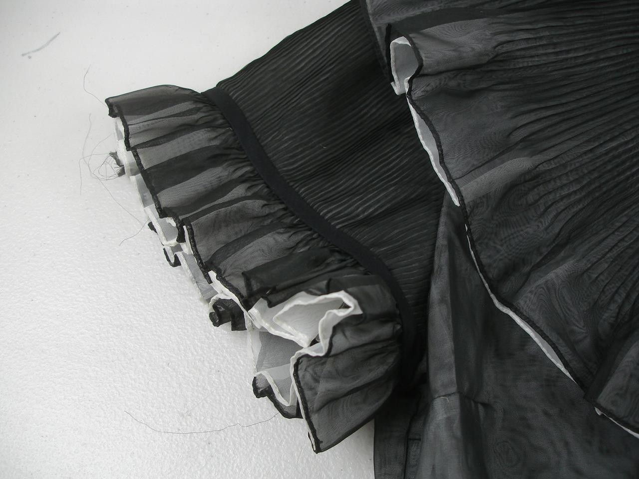 Women’s M Vtg 1940’s Penny Potter Black Sheer Top Blouse Ruffled Victorian Look