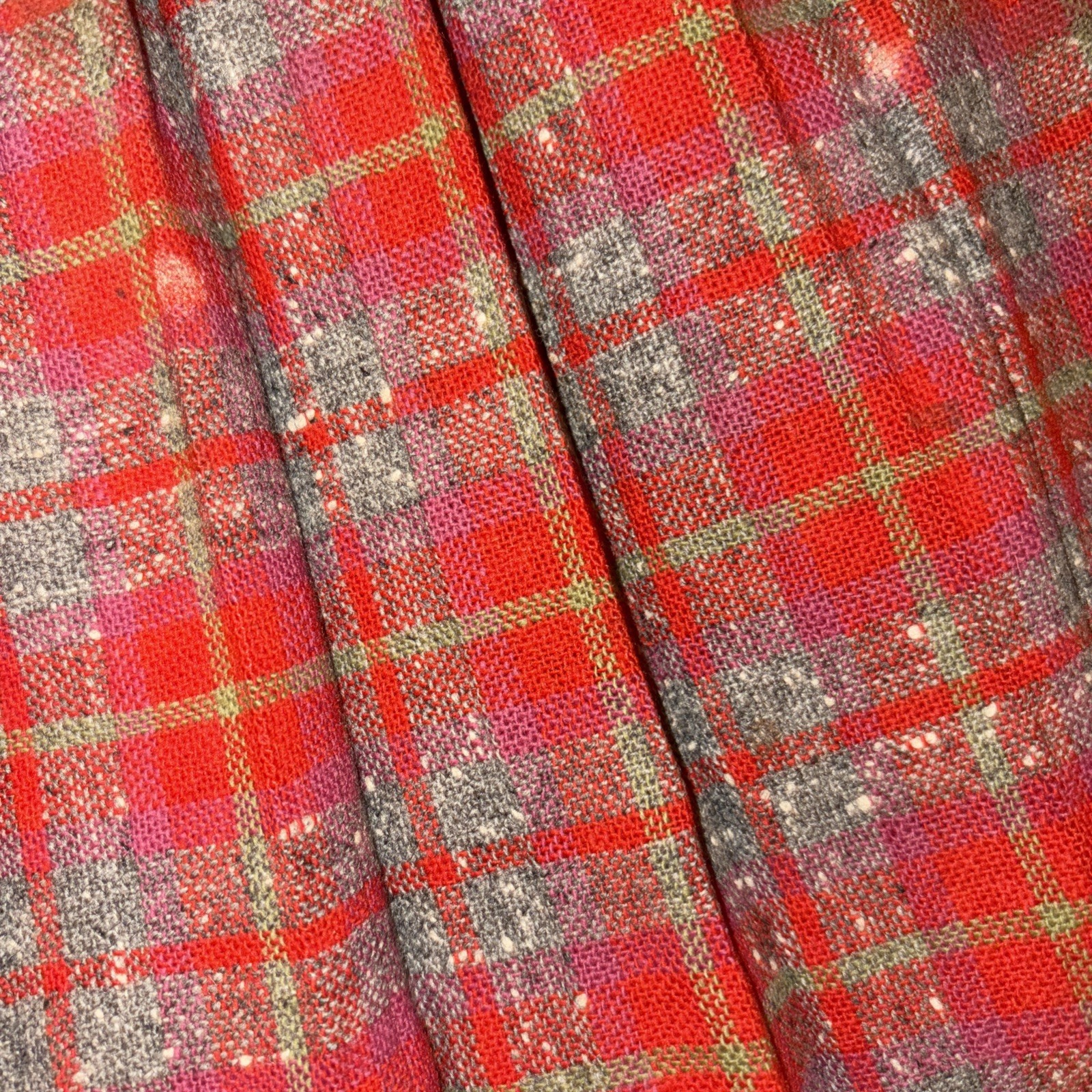 Vtg Minnesota Tailored Skirt Woolen Co. Mills Pleated Red Plaid 40s 50s 60s 70s