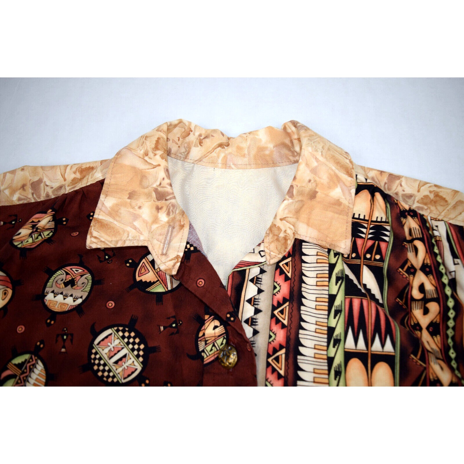 Vintage Turtle Shirt 3 Patterns Turtle Size M/L 70s 80s 2 Tone Maroon Tan OOAK