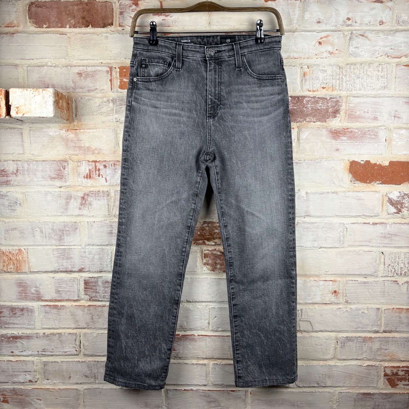 AG Adriano Goldschmied Isabelle High Rise Straight Crop Jeans Gray Sz 27 Vintage