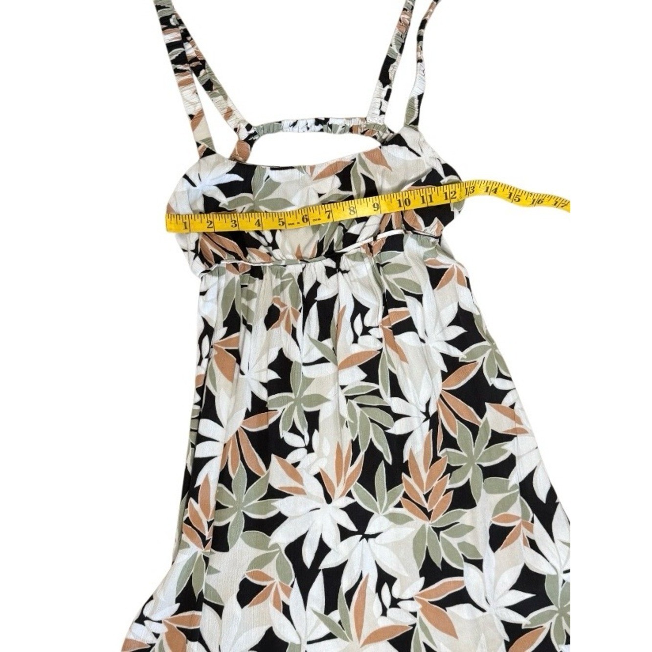 Volcom Women Waverly Tropical Leaf Cut Out Back Cami Mini Dress XS