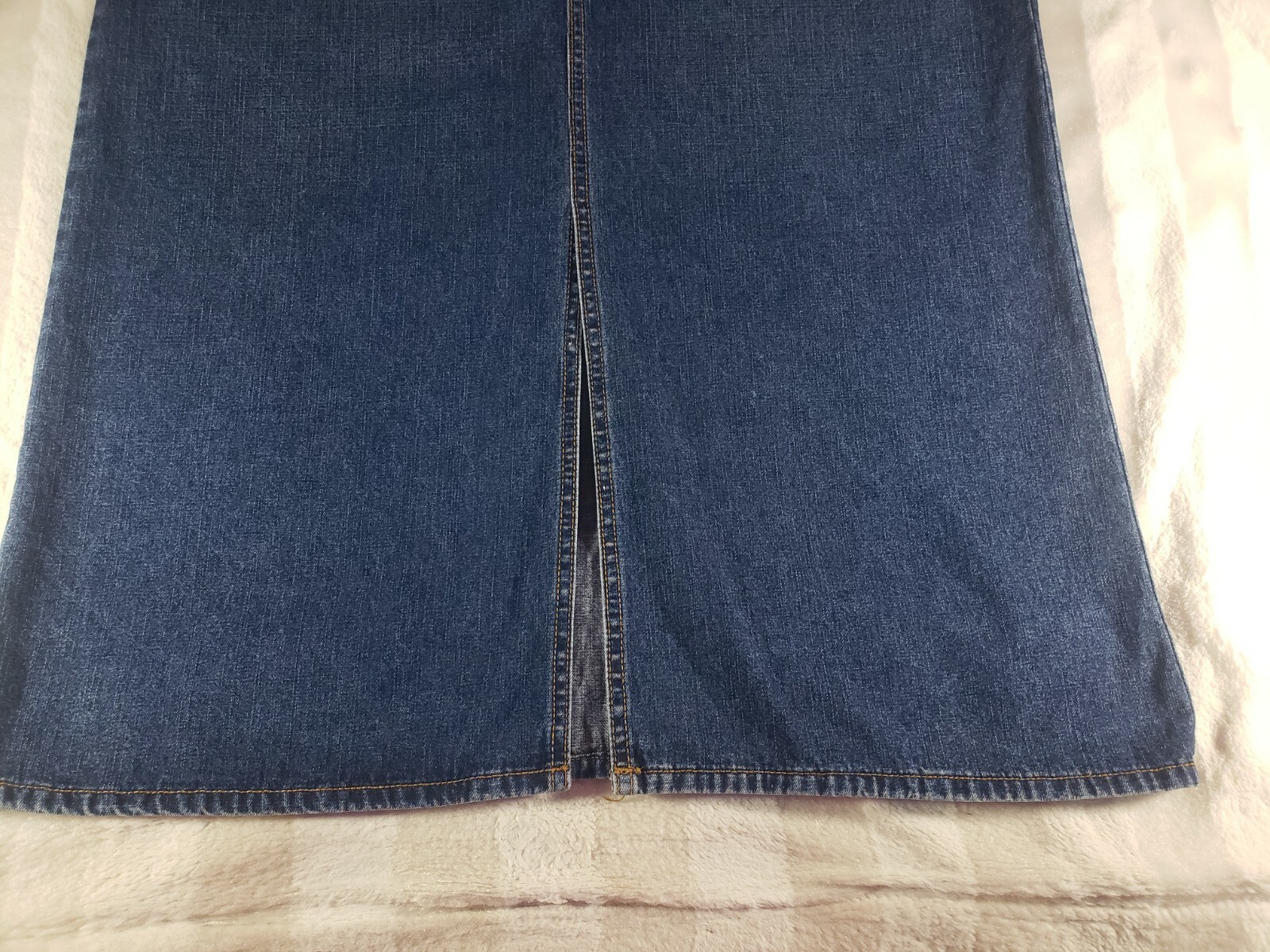Vintage Just Jeans USA Denim Maxi Skirt Juniors Size 17 Blue Straight Front Slit