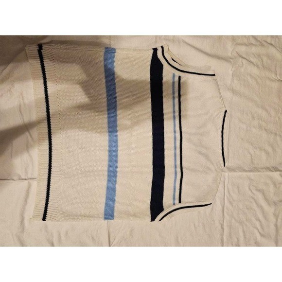 FUBU Cream and blue sweater vest size L Streetwear Vintage Y2K