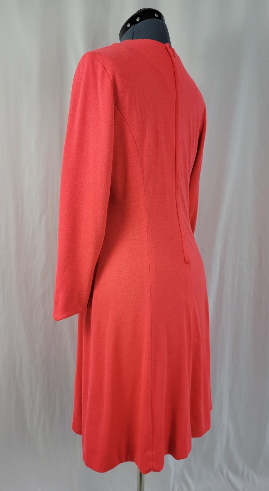Vintage Lady Carol Coral Knit Princess Seamed Dress w Lining Size MED?