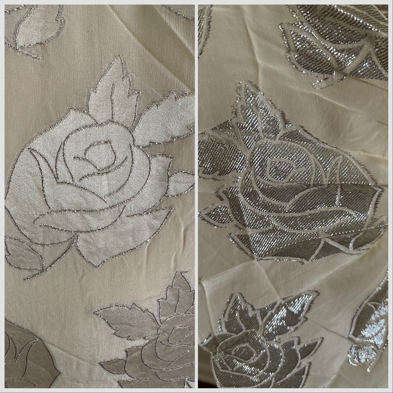 1980s Hanae Mori Silk Dress Metallic Rose Damask Bow Frost Bros VTG