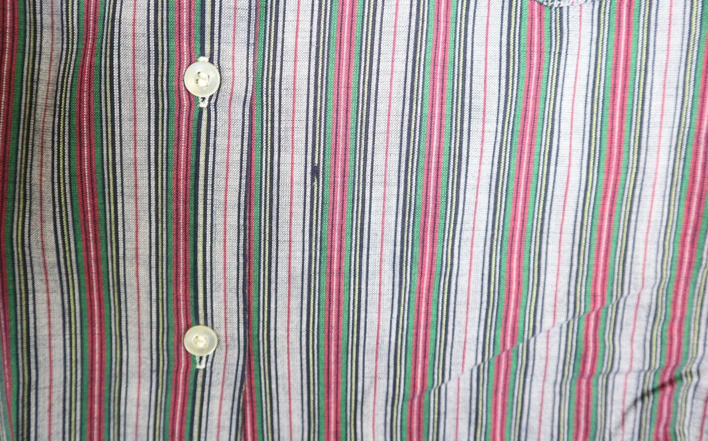 Vintage Women’s Top Size S Gray Green Red Striped 3/4 Sleeve Button-Up Shirt