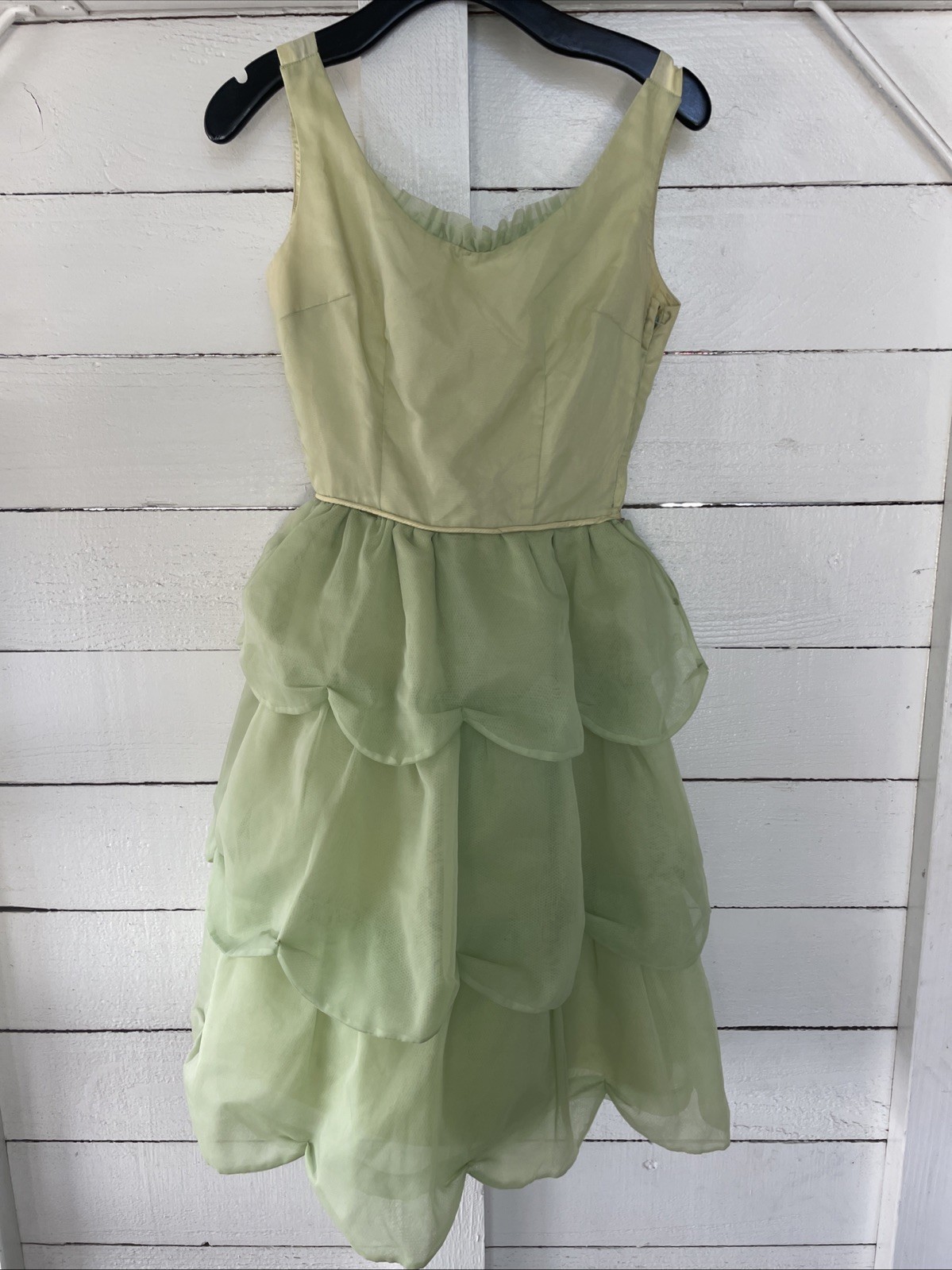 Vintage Fairy Dress Green 1960s Handmade Size XXS Costume Cosplay Retro Mod USA