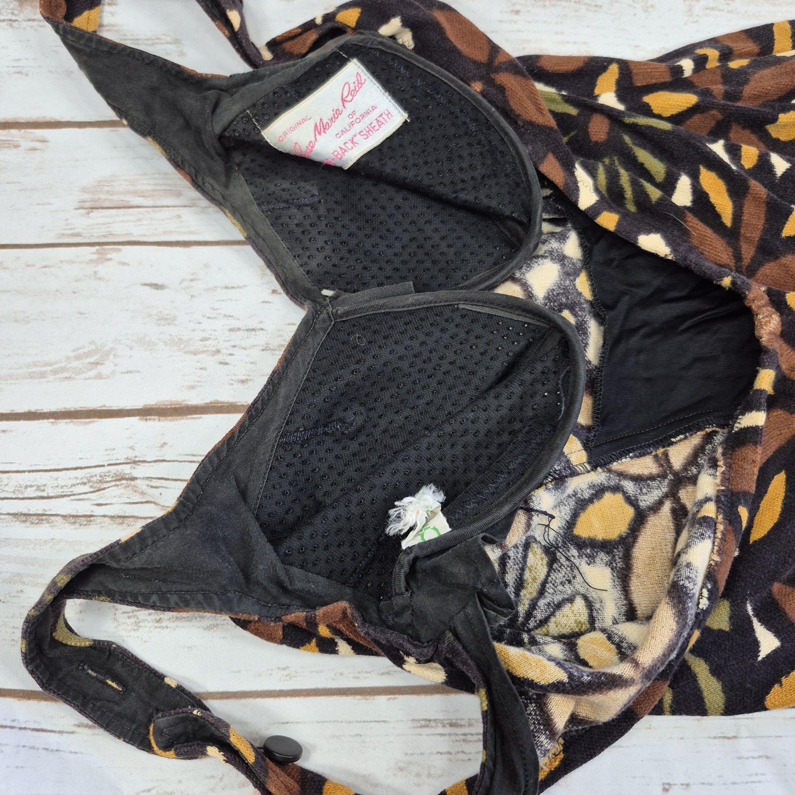 Vintage 50s Rose Marie Reid Swimdress One Piece brown plaid