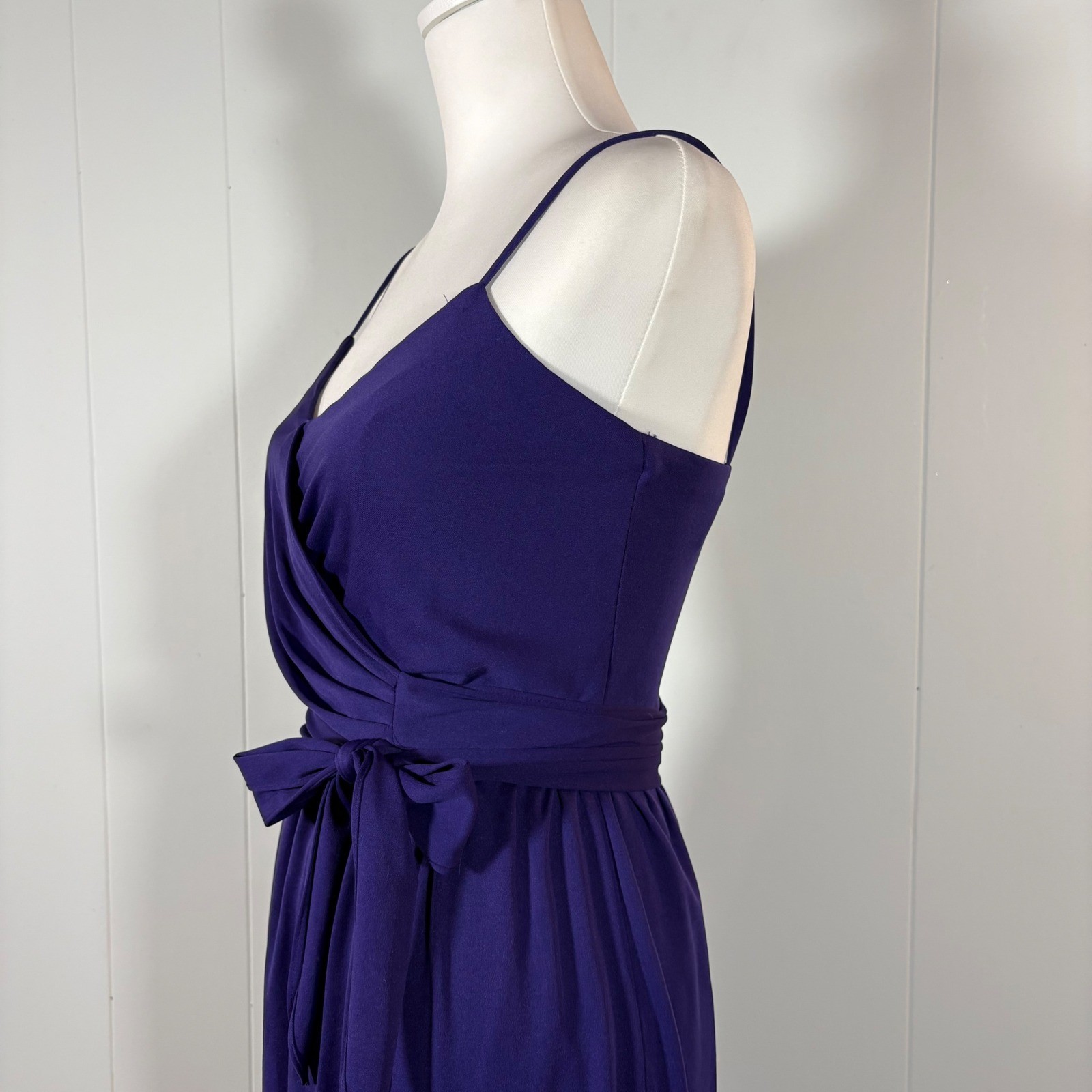 70s Purple Maxi Dress Women’s XS Sleevelsz V-Neck Faux Wrap Retro Boho Hippie