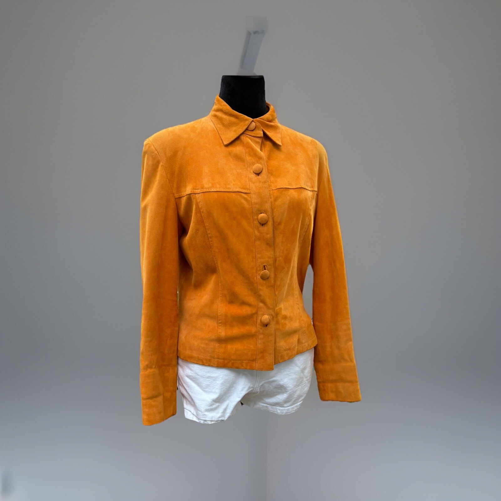 1960s Beautiful European SOFT SUEDE Tangerine Color Jacket.size 44.S/M