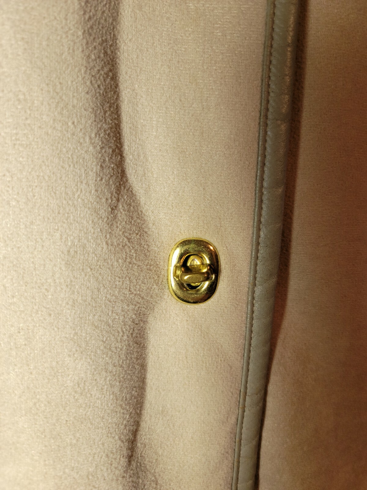 Vtg Country Pacer Wool Long Fur Collar Car Swing Coat Womens Sz L/XL Beige Tan