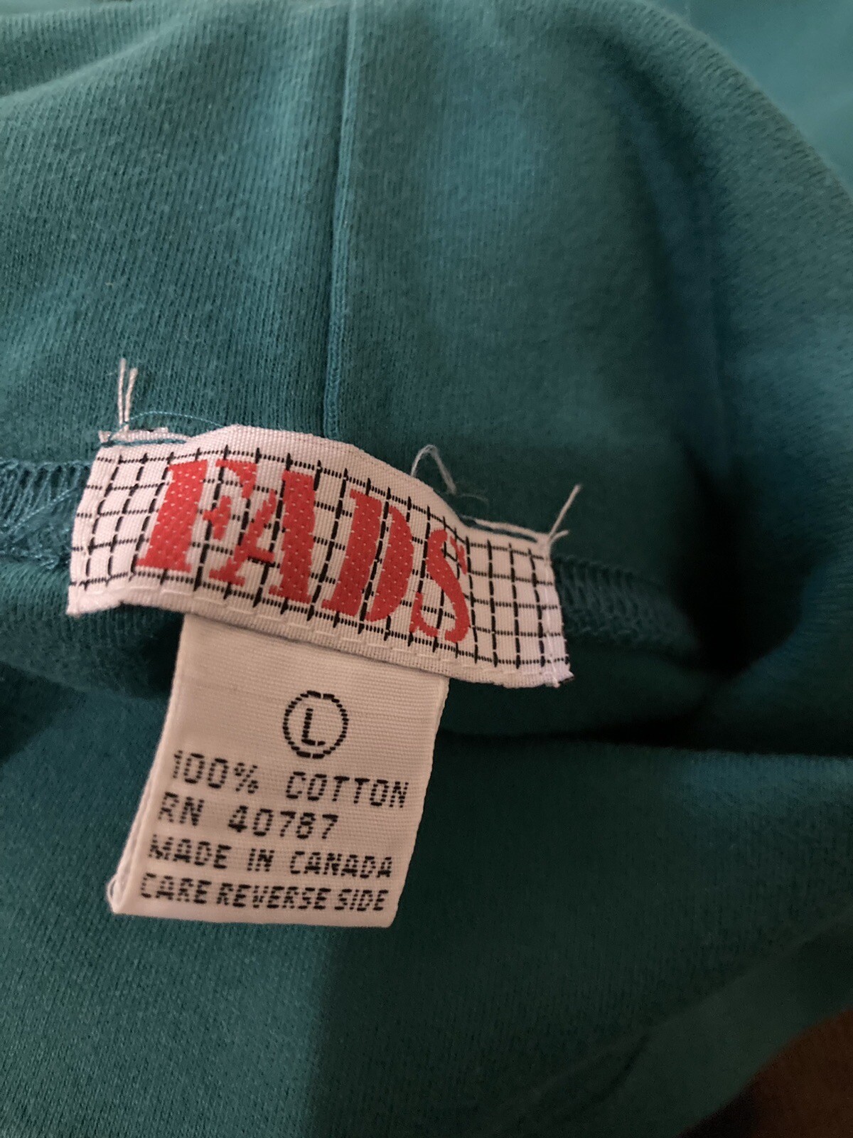 Vintage Fads Dark Aqua Green Turtleneck L/S Cotton Dress Size Large Shoulder Pad