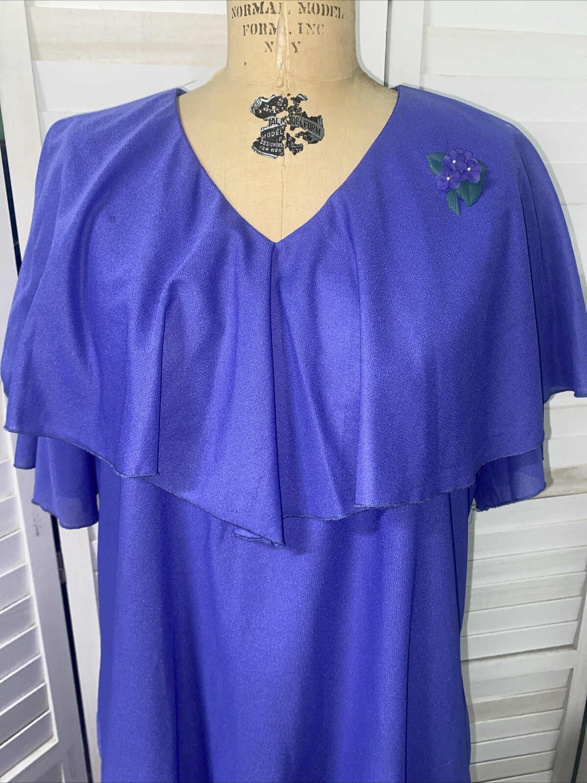 70s 80s Vintage Anthony Richards Purple Mother Of Bride Sheathe Dress Sz 18 XL