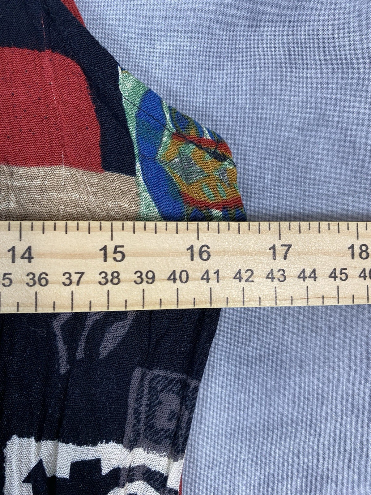 Vintage 90s Abstract Art Print Rayon Sleeveless Dress Made USA L