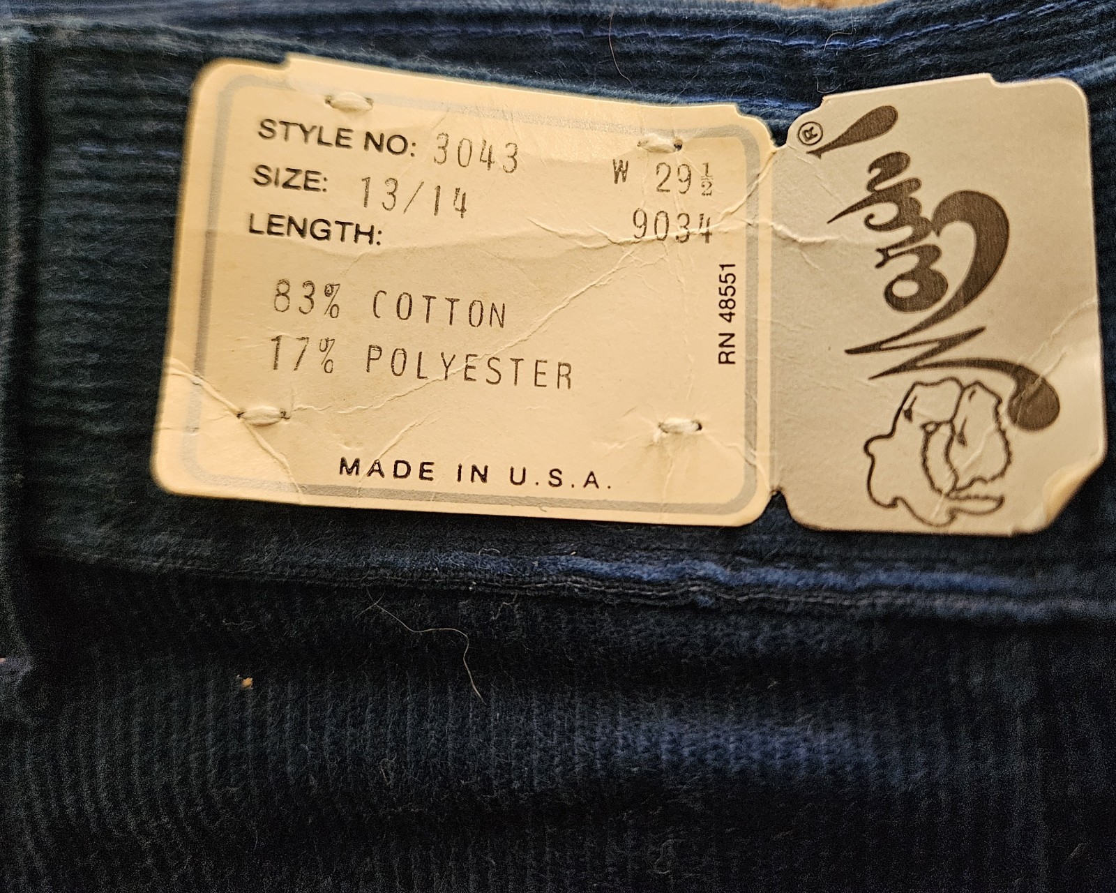 NWT 1980s Women’s Blue March 1 Corduroy Pants High Waisted Mom Jeans 29×32 VTG