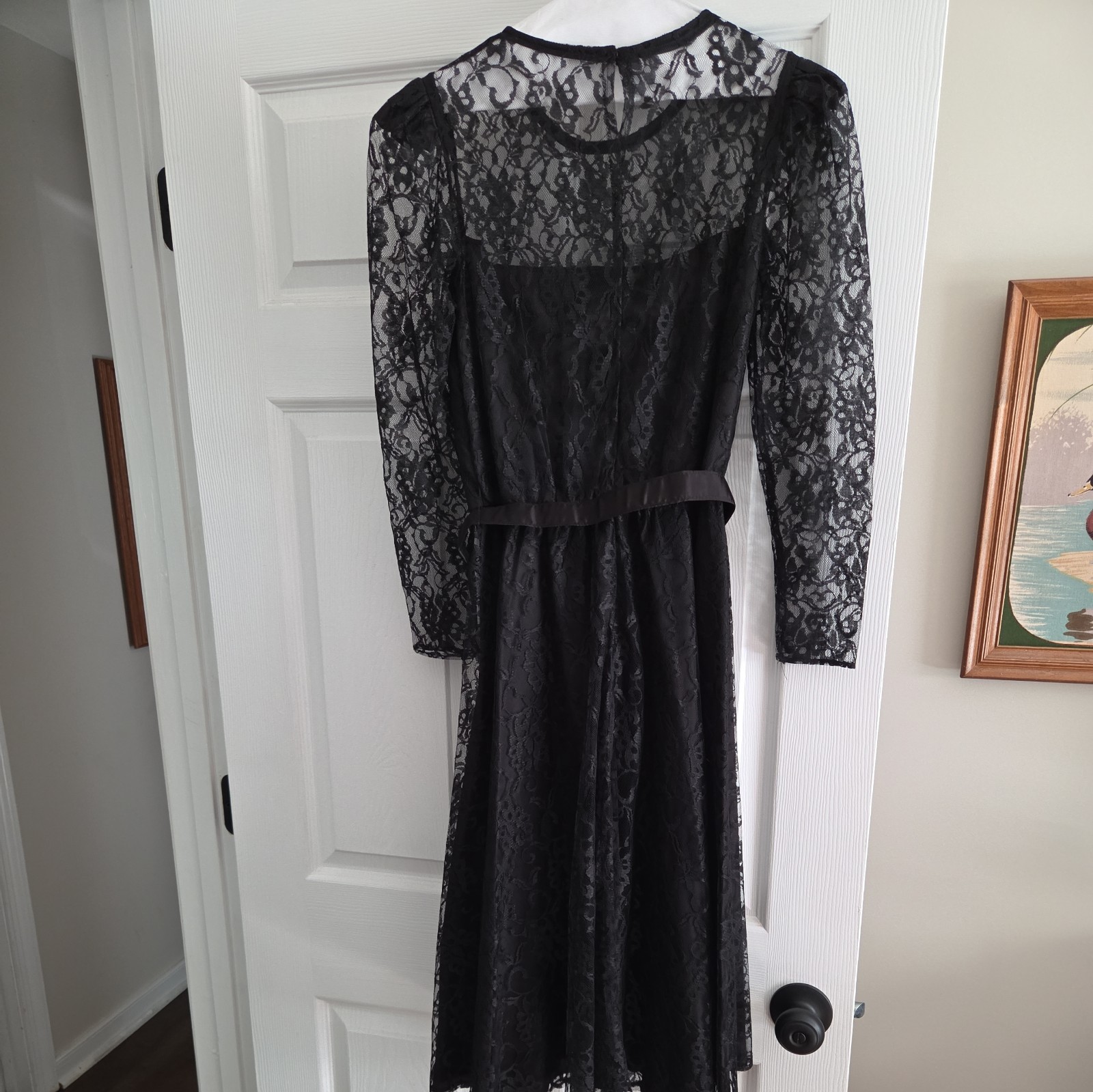 Vintage 70s 80s Bedford Fair Layered Lace A Line Full Dress size 6p Rockabilly