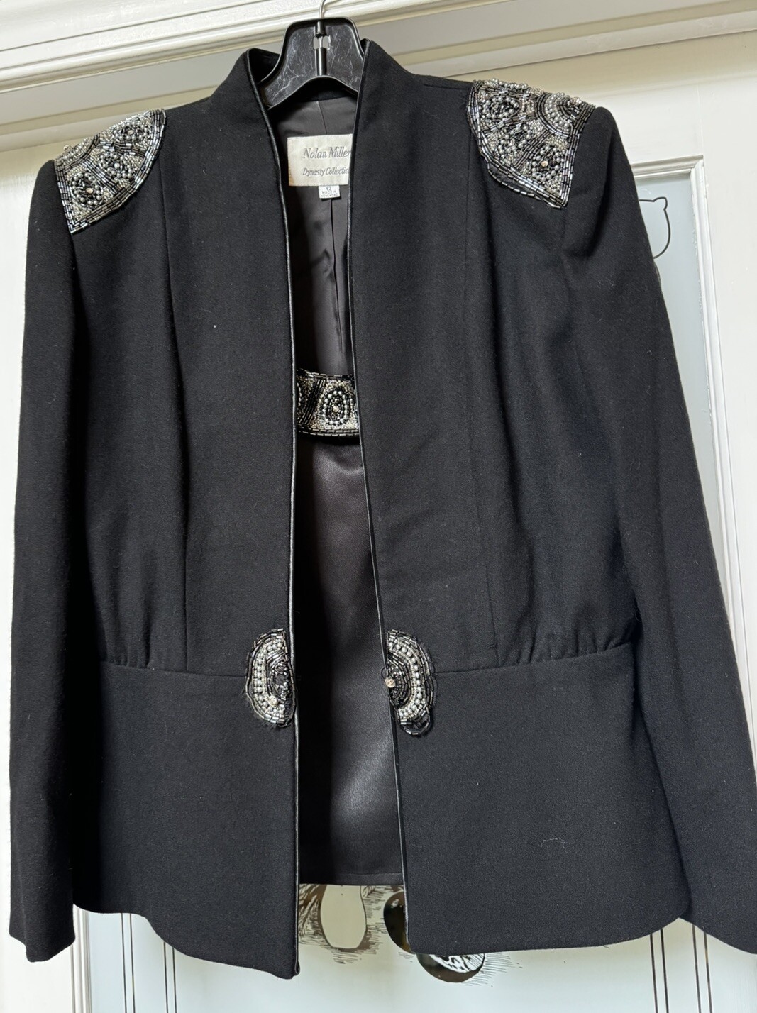 Nolan Miller Dynasty Collection Beaded Wool Black Jacket And Cami Sz 12, VTG 80s
