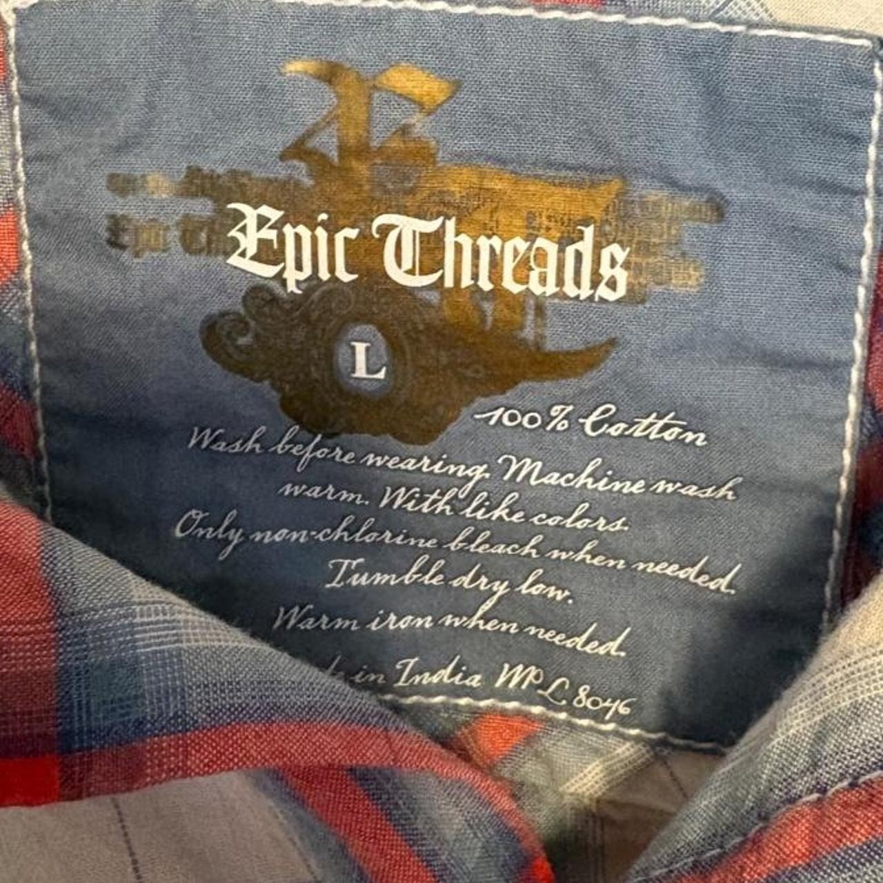 Women Top Epic Threads Button Down Red and Blue Size Large