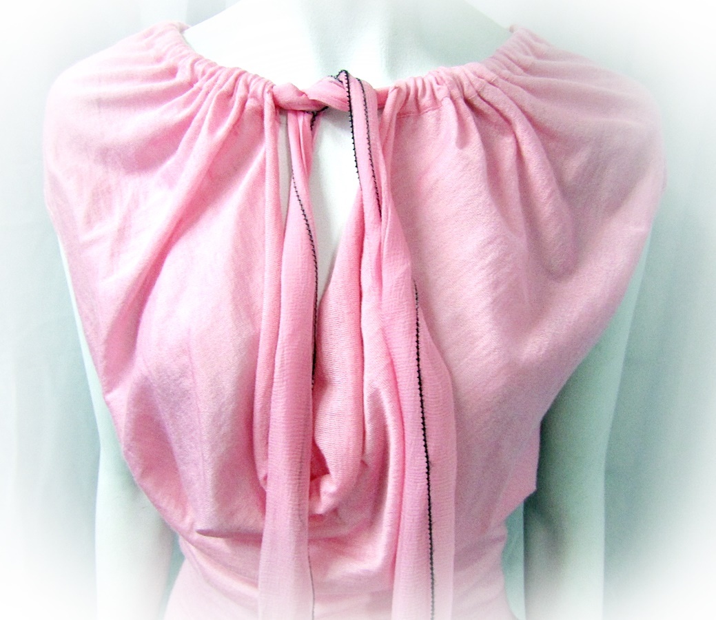 NINA RICCI Top Pink Cashmere Silk Tie Lace Blouse Medium 38 4 US Vintage NEW