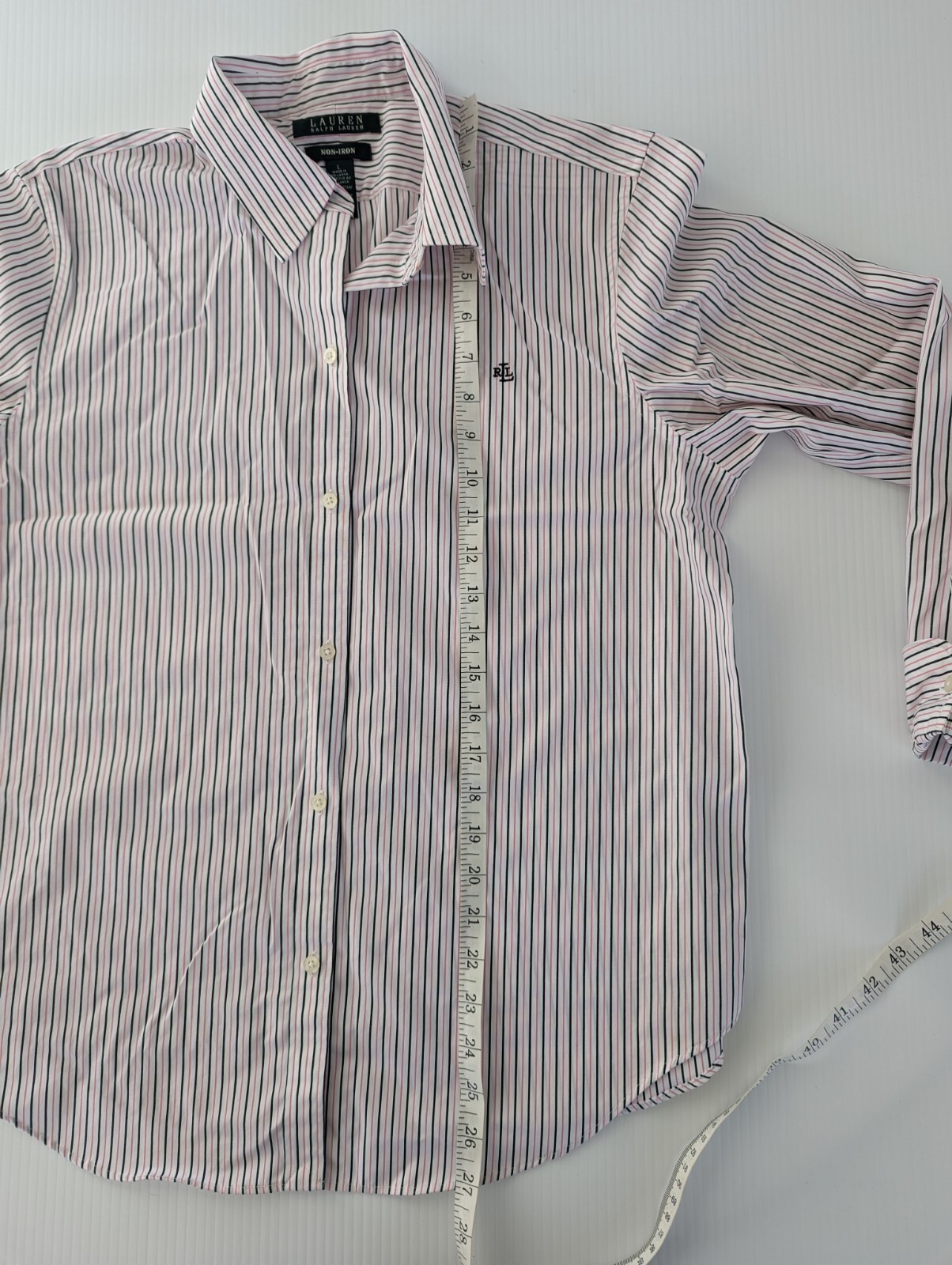 Lot 3 VTG Womens 8/LG Collared Button Blouses Yves St Clair Ralph Lauren Stripes