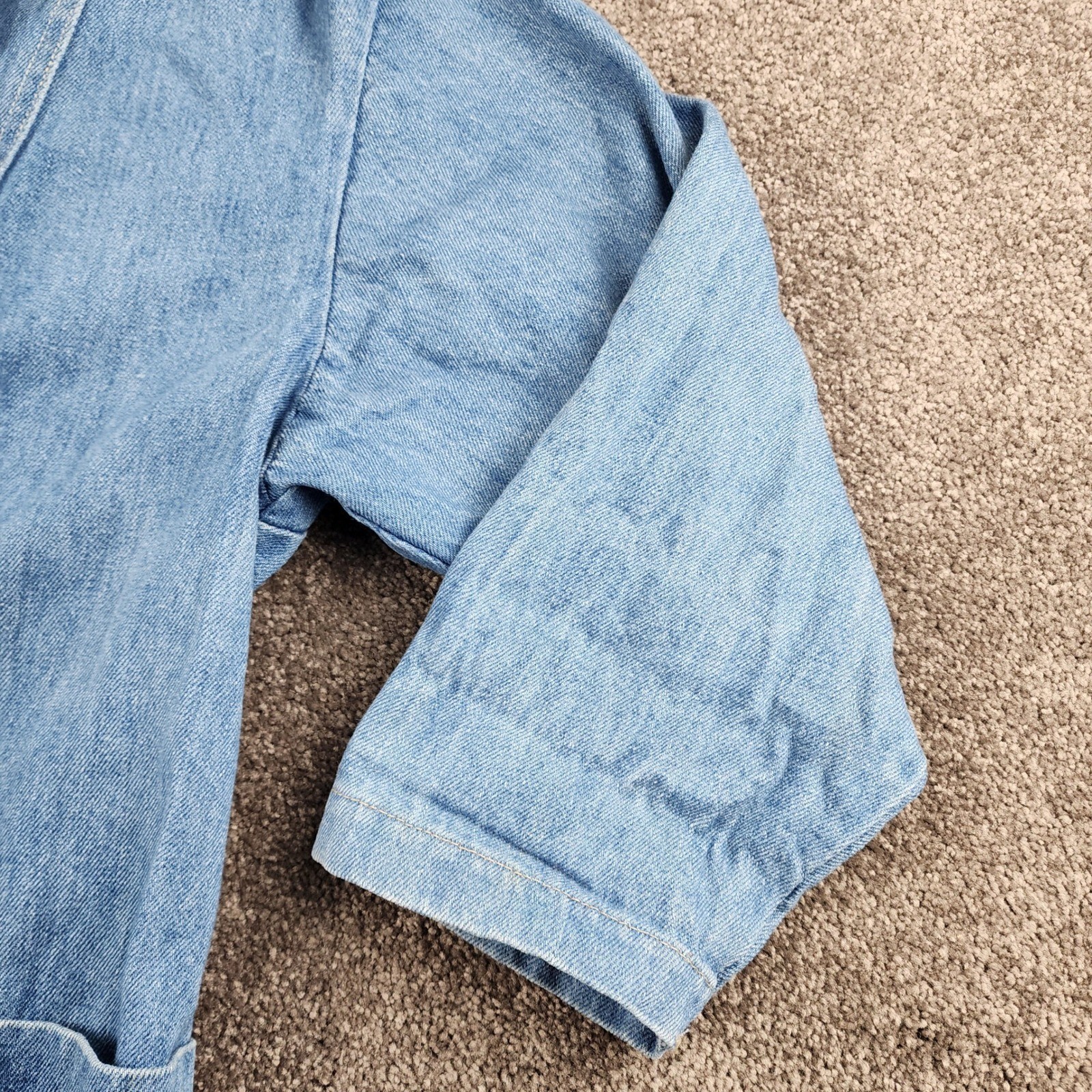 Stuffed Shirt Denim Duster Jacket Womens Large Blue Good Vintage 100% Cotton USA